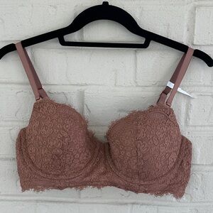 Aerie Real Power Plunge Push Up Eyelash Lace Bra 36C